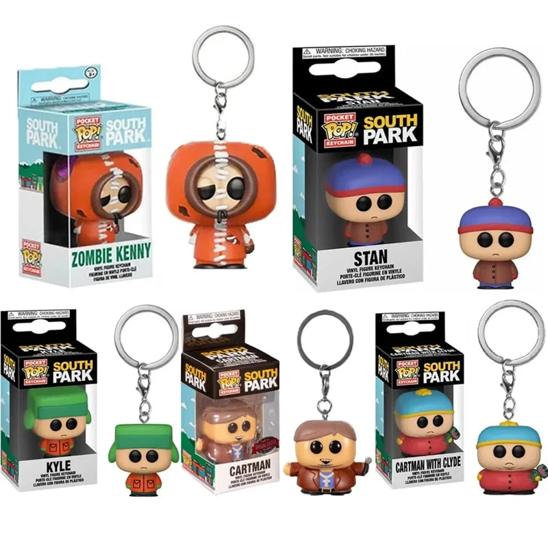 Hot Styles Pocket Funko Pop Schlüsselanhänger South Park Kyle Stan Zombie Kenny Cartman PVC Modell Spielzeug für Kinder Geburtstagsgeschenke Spielzeug