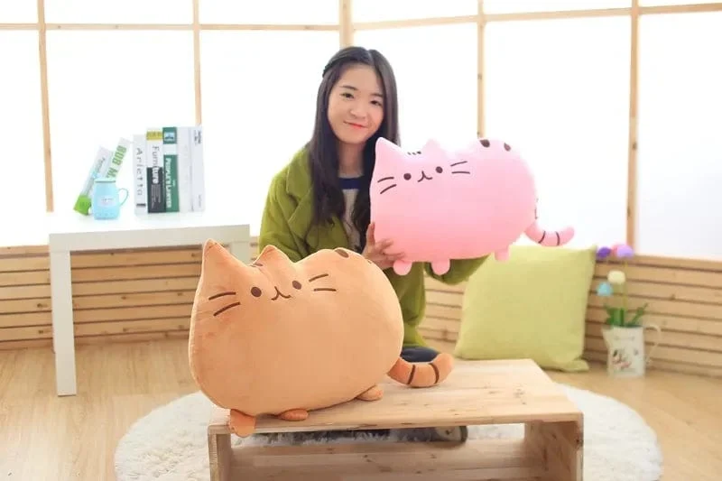 Süßes Keks-Katzen-Kissen, weiches Plüsch, Büro-Nickerchen-Kissen, Spielzeug, gefülltes Pausenbett, Schlafkissen, Heimdekoration, Geschenk, Puppe, Kinder