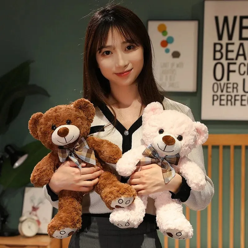 35/50/60CM Süßes klassisches Teddybär-Plüschtier Kawaii Fliege Bär Plüschkissen Gefüllte weiche Puppen für Kinder Mädchen Liebhaber Geschenke