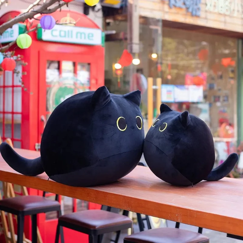 10/30CM Katzenpuppe Kleiner Anhänger Kuschelkissen Kissen Ins Schwarze Katze Plüschtier Puppe für Mädchen Geschenk Plushie Stofftiere
