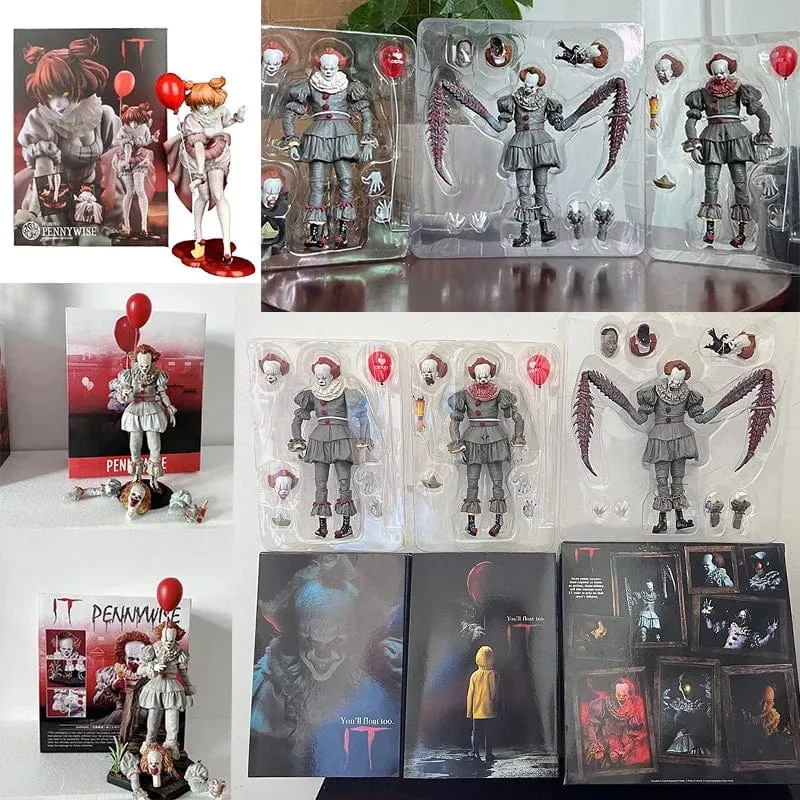NECA Pennywise Joker Action Figur Spielzeug Puppe Horror Halloween Weihnachten Geschenk 18cm Bücherregal Ornament