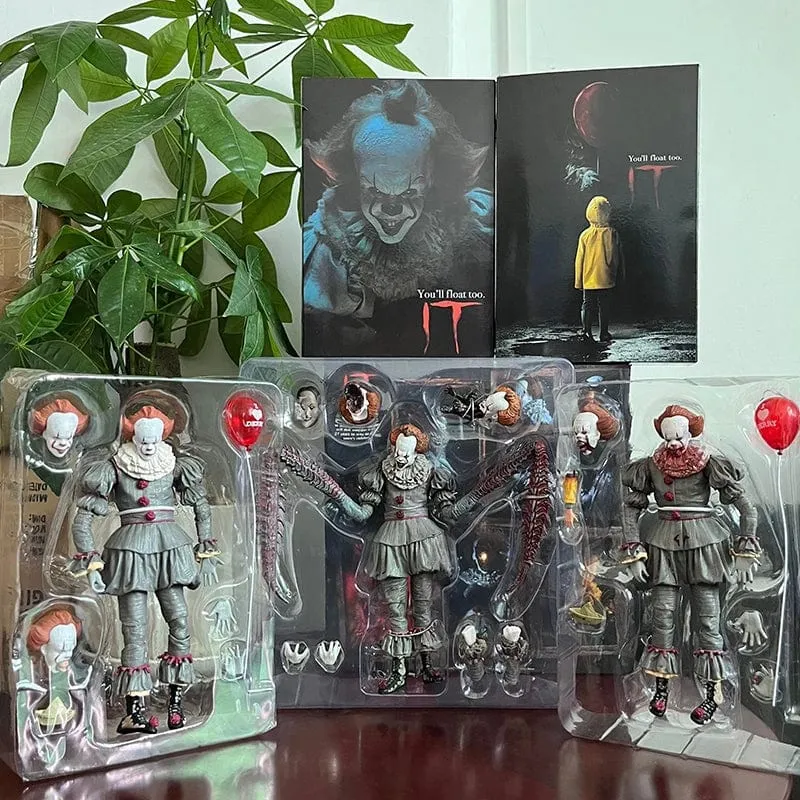 NECA Pennywise Joker Action Figur Spielzeug Puppe Horror Halloween Weihnachten Geschenk 18cm Bücherregal Ornament