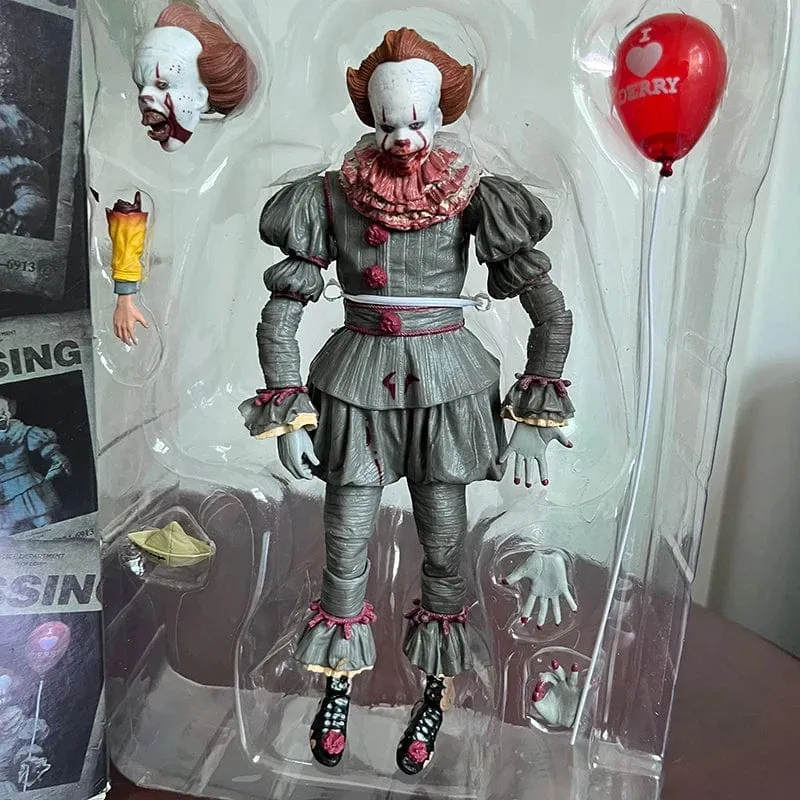 NECA Pennywise Joker Action Figur Spielzeug Puppe Horror Halloween Weihnachten Geschenk 18cm Bücherregal Ornament