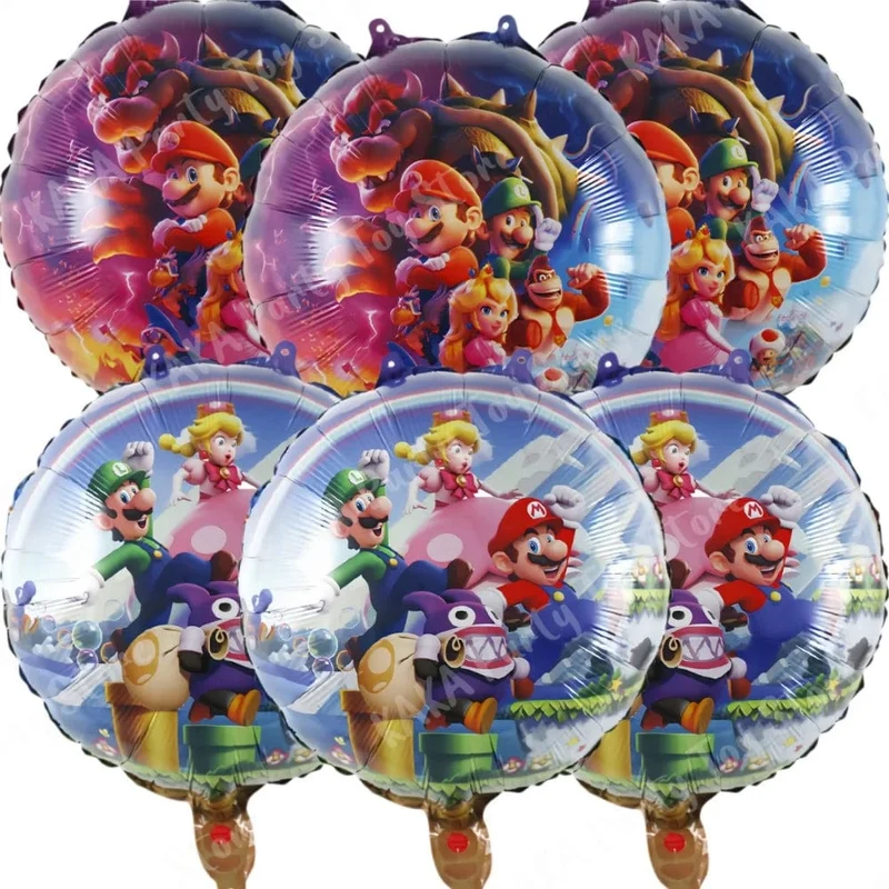 6 Stücke 18 Zoll Super Mario Bros Folienballon Set Kindergeburtstag Party Dekoration Babyparty Aufblasbare Jungen Spielzeug Geschenke Globos