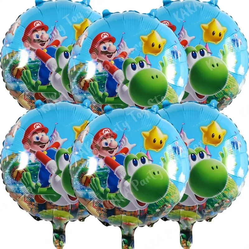 6 Stücke 18 Zoll Super Mario Bros Folienballon Set Kindergeburtstag Party Dekoration Babyparty Aufblasbare Jungen Spielzeug Geschenke Globos