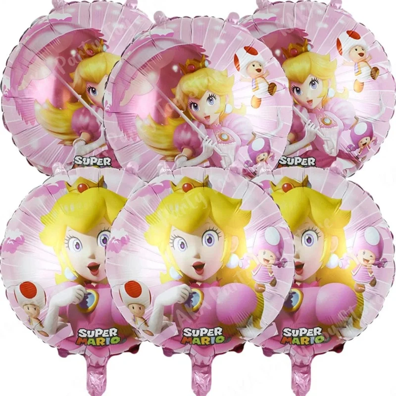 6 Stücke 18 Zoll Super Mario Bros Folienballon Set Kindergeburtstag Party Dekoration Babyparty Aufblasbare Jungen Spielzeug Geschenke Globos