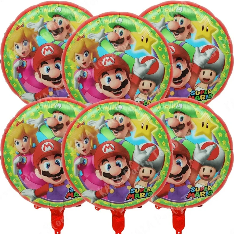 6 Stücke 18 Zoll Super Mario Bros Folienballon Set Kindergeburtstag Party Dekoration Babyparty Aufblasbare Jungen Spielzeug Geschenke Globos
