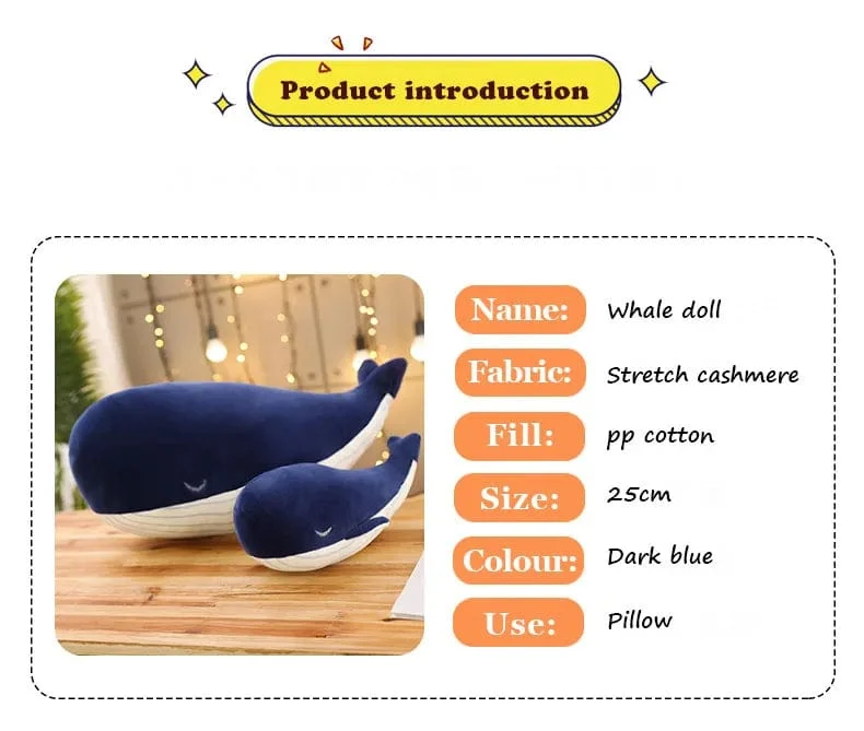 25 cm Cartoon Weiche Kleine Blauwal Plüsch Spielzeug Gefüllte Meerestiere Kissen Schöne Fische Delphin Puppen für Mädchen Kinder Geburtstag Geschenk