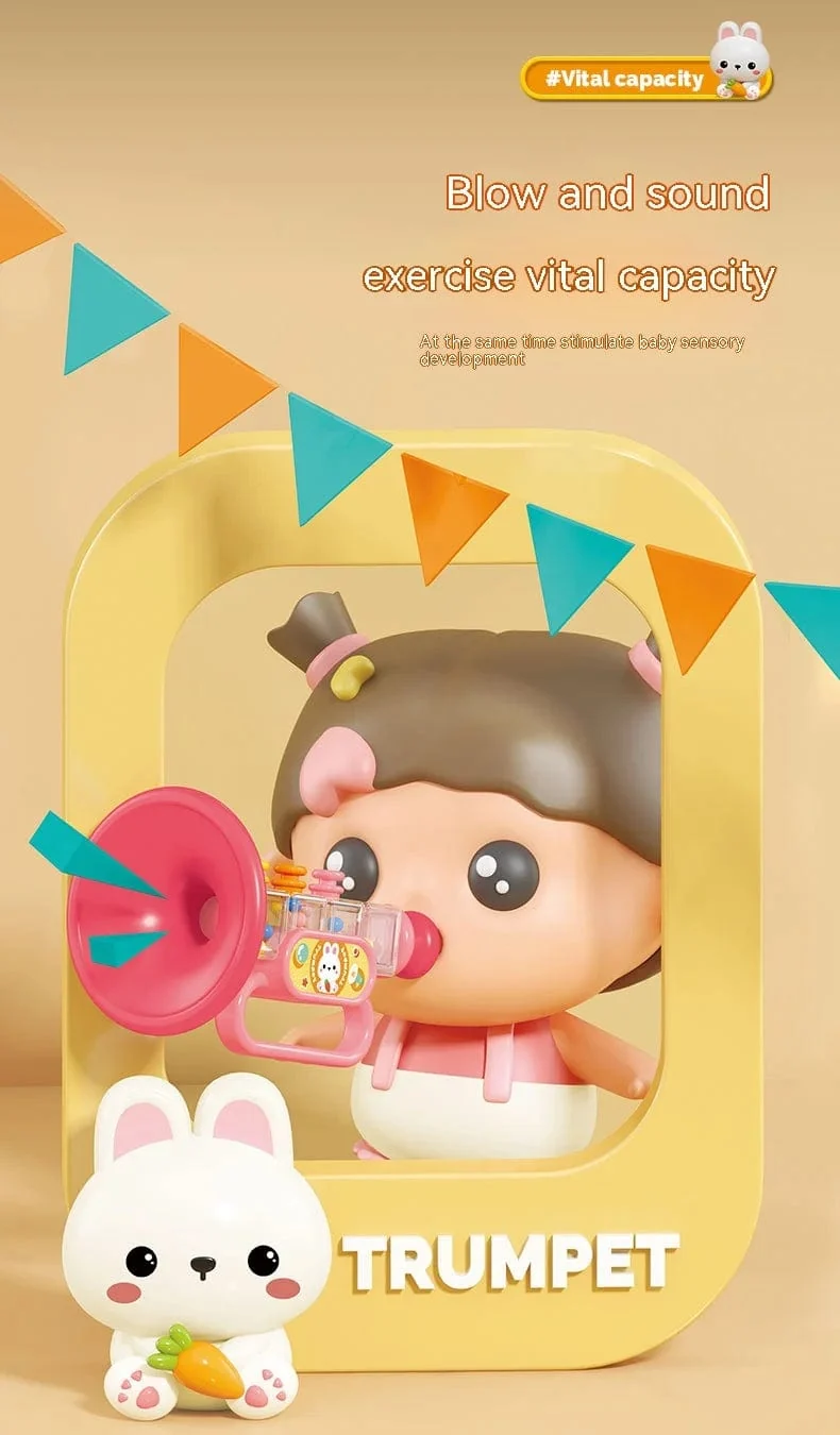 Kleines Kaninchenhorn Kinderspielzeug, Baby bläst Cartoon-Mundharmonika-Pfeife Musikinstrument