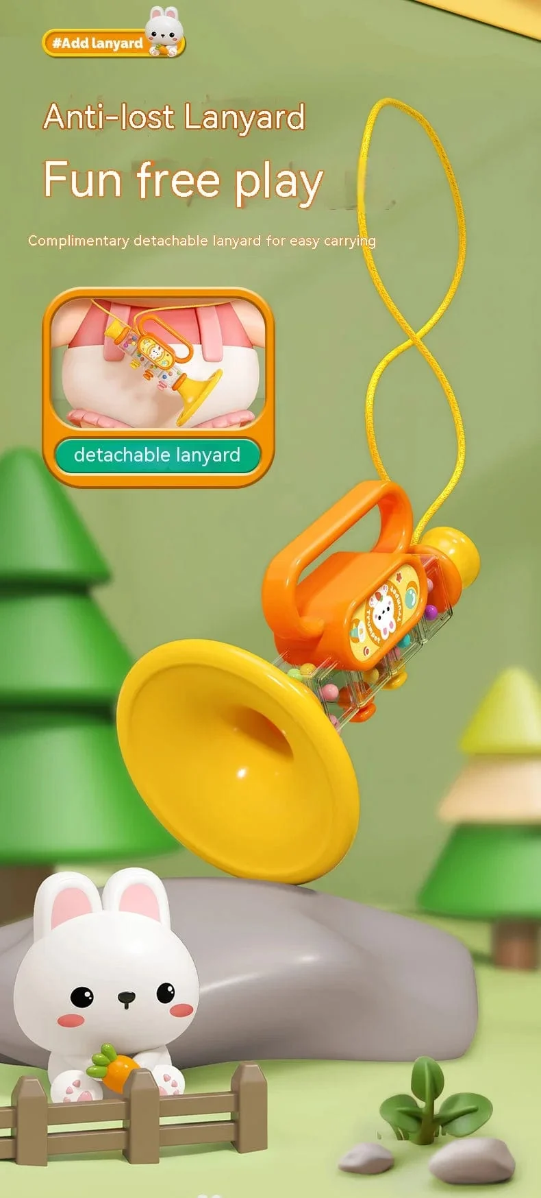 Kleines Kaninchenhorn Kinderspielzeug, Baby bläst Cartoon-Mundharmonika-Pfeife Musikinstrument