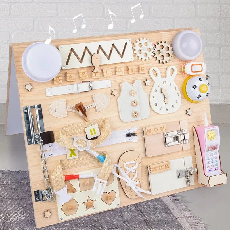 DIY Busy Board Zubehör Montessori Bildung Holzspielzeug Kognitive Ausbildung Kleinkind Frühe Bildung Fähigkeiten Lernen Holzspiel