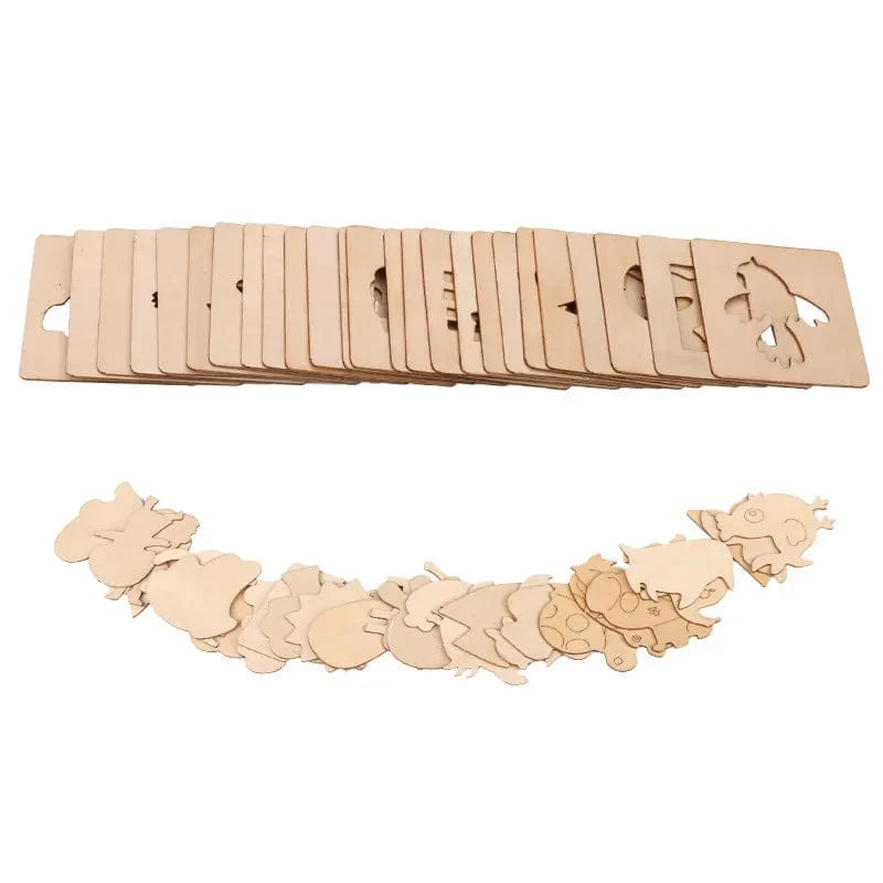 20 stücke Montessori Kinder Zeichnung Spielzeug Holz DIY Malerei Vorlage Schablonen Lernen Pädagogisches Spielzeug für Kinder Holz Spielzeug Geschenk