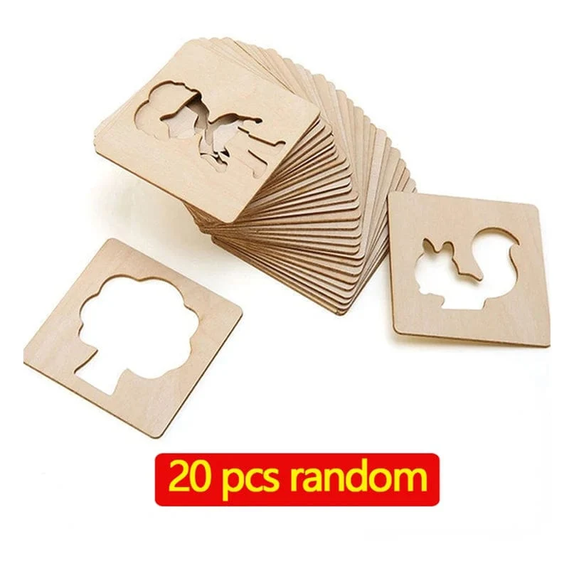 20 stücke Montessori Kinder Zeichnung Spielzeug Holz DIY Malerei Vorlage Schablonen Lernen Pädagogisches Spielzeug für Kinder Holz Spielzeug Geschenk