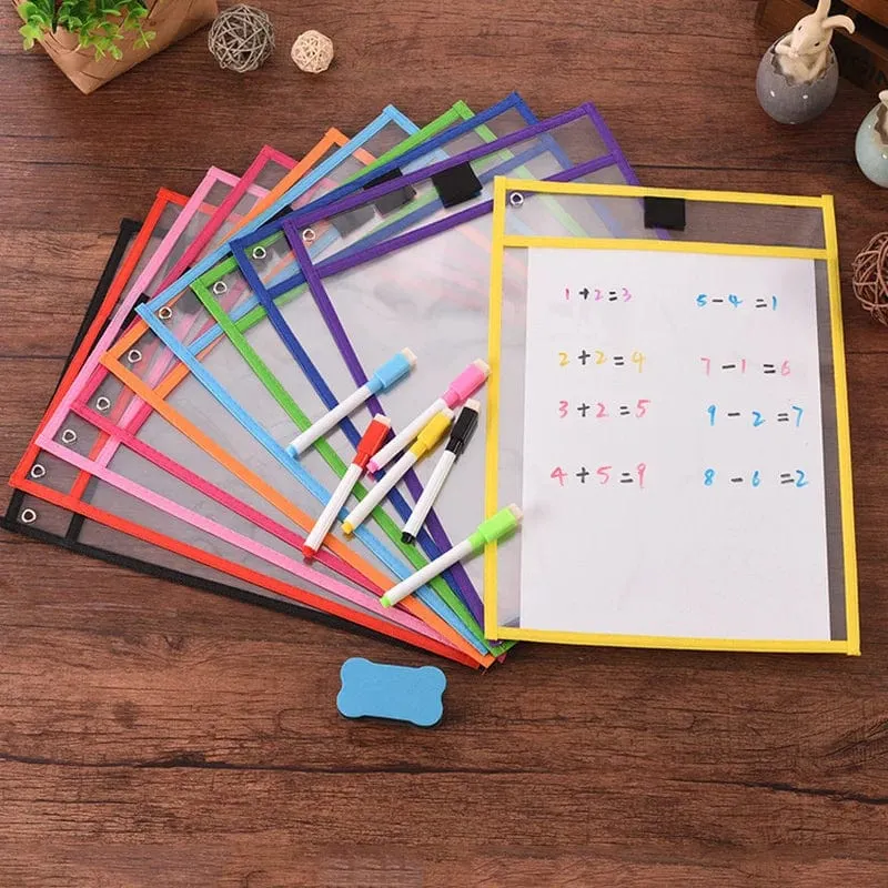 10 Stücke Transparent Trockenen Pinsel Tasche Kinder Handwerk Reißbrett Malerei Doodle Färbung Lernen Pädagogisches Spielzeug Für Kinder Geschenk