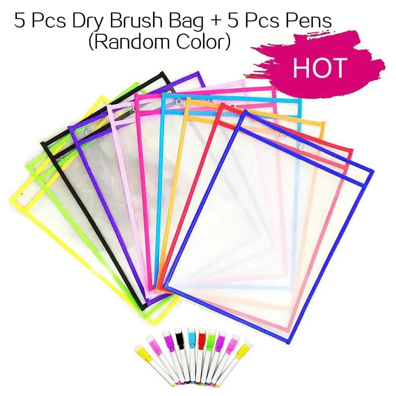 10 Stücke Transparent Trockenen Pinsel Tasche Kinder Handwerk Reißbrett Malerei Doodle Färbung Lernen Pädagogisches Spielzeug Für Kinder Geschenk