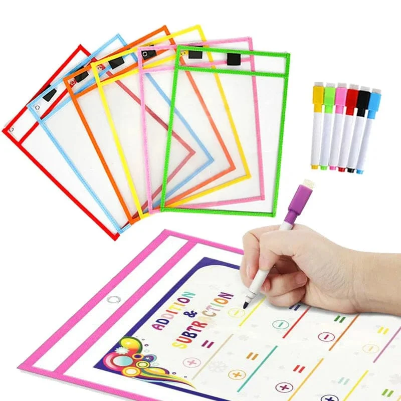 10 Stücke Transparent Trockenen Pinsel Tasche Kinder Handwerk Reißbrett Malerei Doodle Färbung Lernen Pädagogisches Spielzeug Für Kinder Geschenk