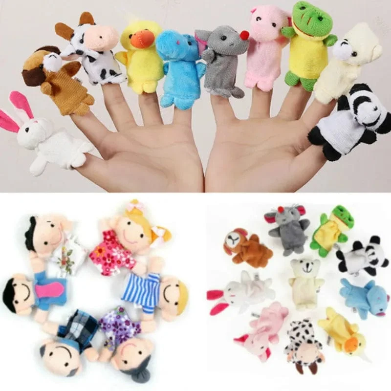 6-12 Stücke Baby Plüschtier Cartoon Tier Familie Fingerpuppe Rollenspiel Geschichtenerzählen Stoffpuppe Lernspielzeug für Kinder