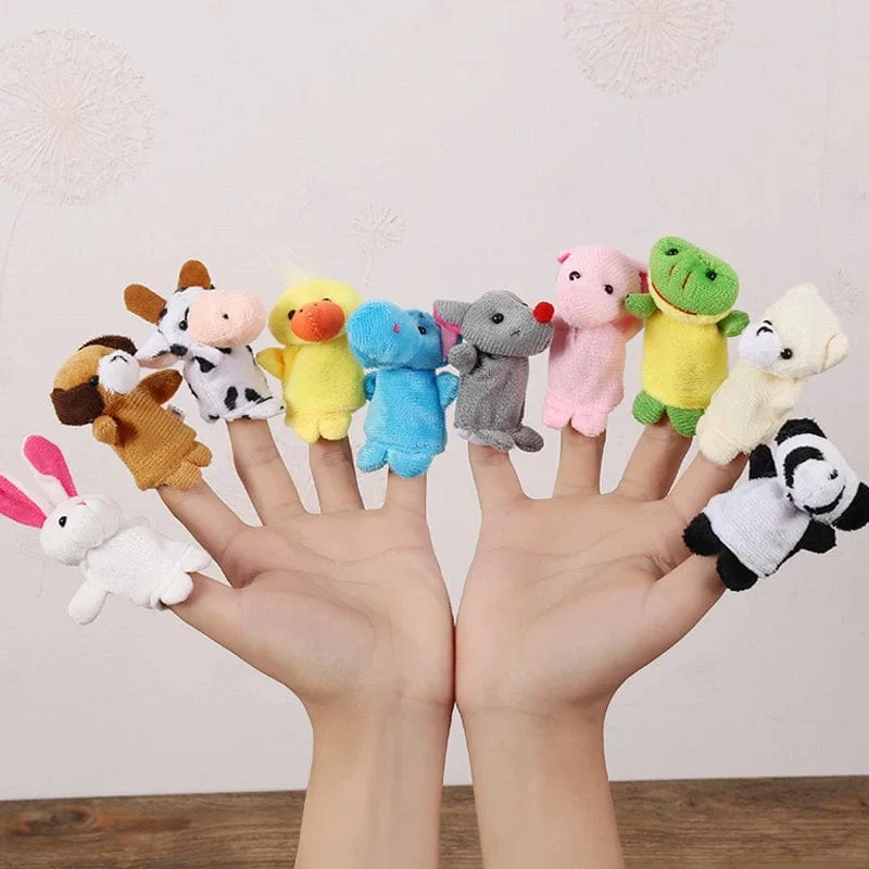 6-12 Stücke Baby Plüschtier Cartoon Tier Familie Fingerpuppe Rollenspiel Geschichtenerzählen Stoffpuppe Lernspielzeug für Kinder