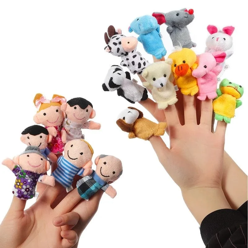 6-12 Stücke Baby Plüschtier Cartoon Tier Familie Fingerpuppe Rollenspiel Geschichtenerzählen Stoffpuppe Lernspielzeug für Kinder