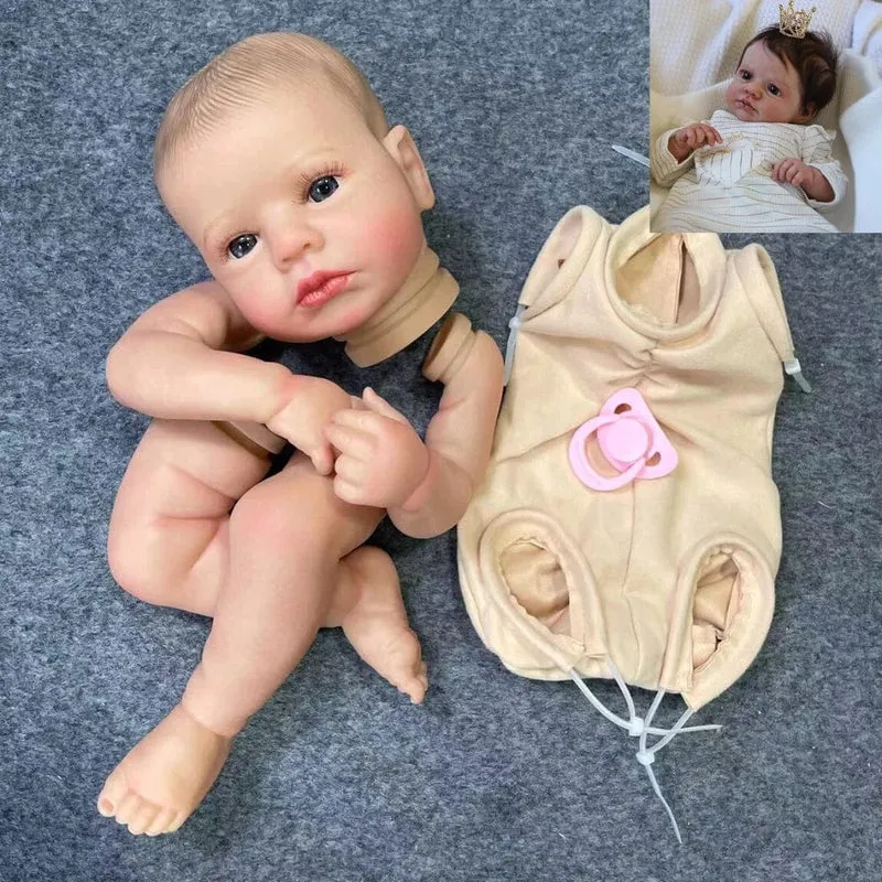 20 Zoll bereits bemaltes Reborn Baby Kit LouLou Awake mit Haaren und Wimpern, 3D bemalte Haut, unmontierte DIY handgefertigte Puppenteile