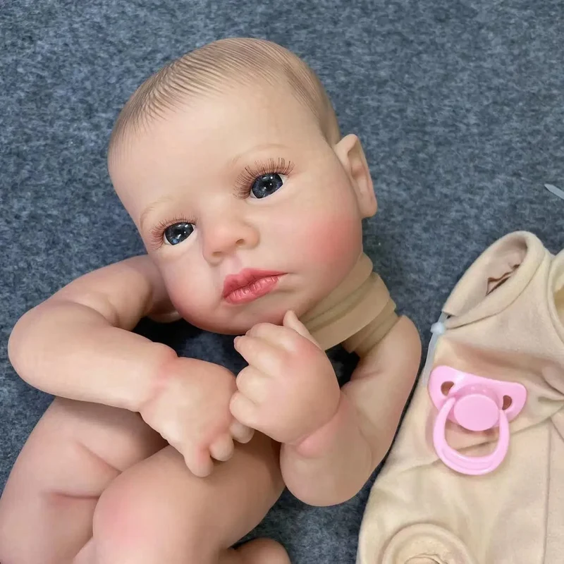 20 Zoll bereits bemaltes Reborn Baby Kit LouLou Awake mit Haaren und Wimpern, 3D bemalte Haut, unmontierte DIY handgefertigte Puppenteile
