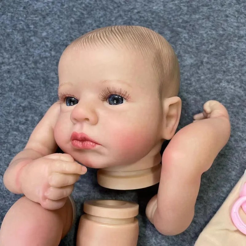20 Zoll bereits bemaltes Reborn Baby Kit LouLou Awake mit Haaren und Wimpern, 3D bemalte Haut, unmontierte DIY handgefertigte Puppenteile