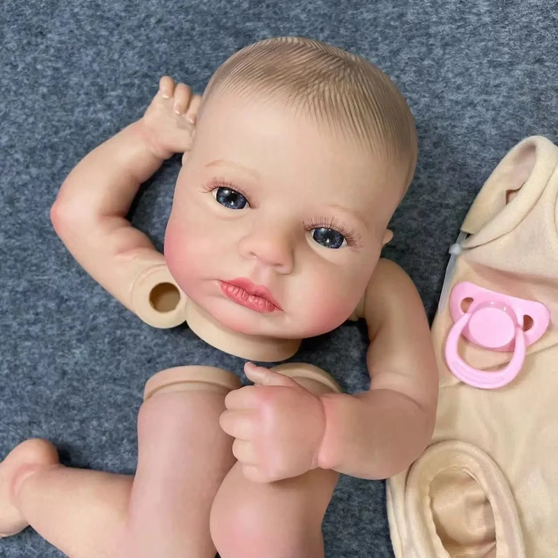 20 Zoll bereits bemaltes Reborn Baby Kit LouLou Awake mit Haaren und Wimpern, 3D bemalte Haut, unmontierte DIY handgefertigte Puppenteile