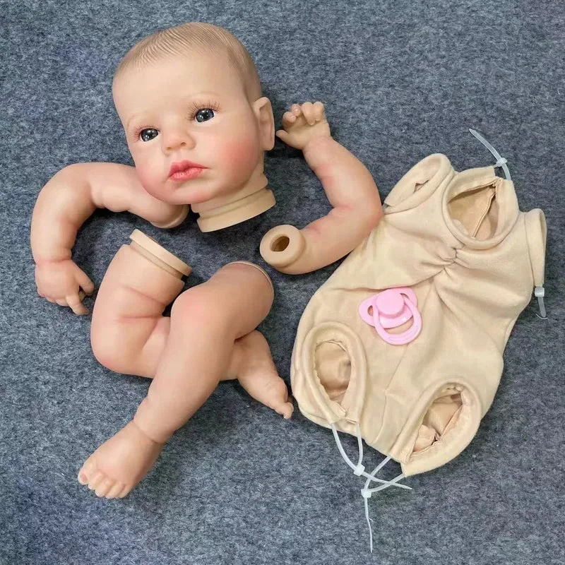 20 Zoll bereits bemaltes Reborn Baby Kit LouLou Awake mit Haaren und Wimpern, 3D bemalte Haut, unmontierte DIY handgefertigte Puppenteile