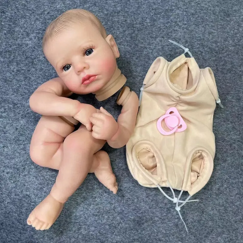 20 Zoll bereits bemaltes Reborn Baby Kit LouLou Awake mit Haaren und Wimpern, 3D bemalte Haut, unmontierte DIY handgefertigte Puppenteile