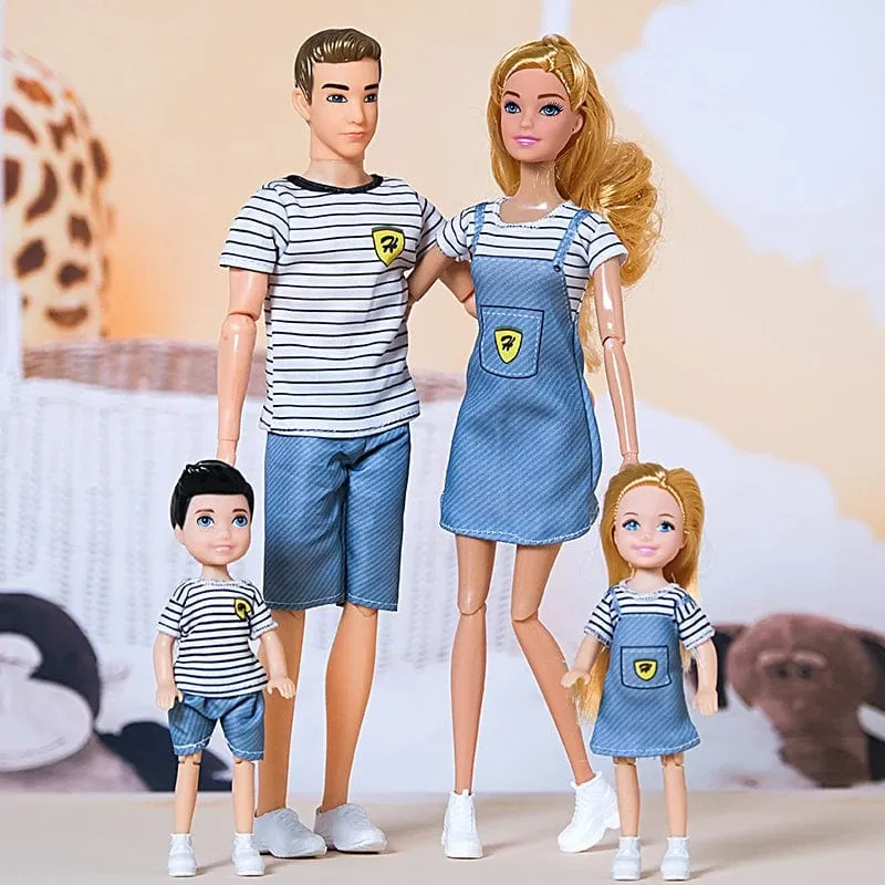 1/6 Babypuppe Familienpuppe mit 4 Personen, Mama, Papa, Kinder, 30 cm, Puppe, Kinderspielzeug, komplettes Set mit Kleidung für Mädchen und Jungen, Ausbildung, Geburtstagsgeschenk