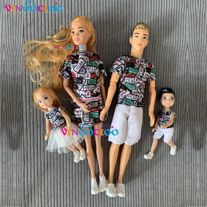 1/6 Babypuppe Familienpuppe mit 4 Personen, Mama, Papa, Kinder, 30 cm, Puppe, Kinderspielzeug, komplettes Set mit Kleidung für Mädchen und Jungen, Ausbildung, Geburtstagsgeschenk