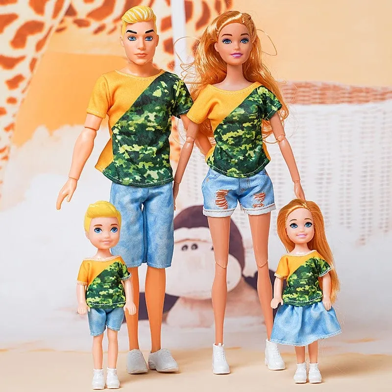 1/6 Babypuppe Familienpuppe mit 4 Personen, Mama, Papa, Kinder, 30 cm, Puppe, Kinderspielzeug, komplettes Set mit Kleidung für Mädchen und Jungen, Ausbildung, Geburtstagsgeschenk