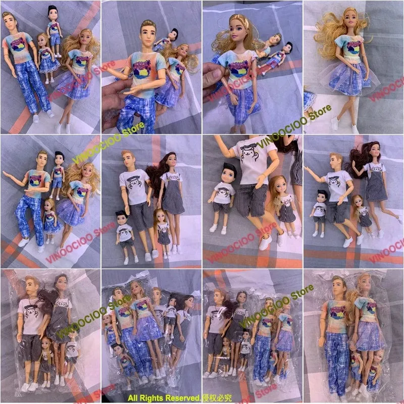 1/6 Babypuppe Familienpuppe mit 4 Personen, Mama, Papa, Kinder, 30 cm, Puppe, Kinderspielzeug, komplettes Set mit Kleidung für Mädchen und Jungen, Ausbildung, Geburtstagsgeschenk