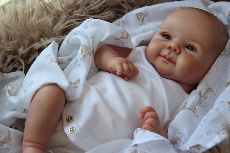49 cm Reborn Babypuppen, süßes Gesicht, lebensecht, Real Touch, Reborn Juliette, 3D-Haut, mehrere Schichten mit handbemaltem Haar, Bebe-Puppe