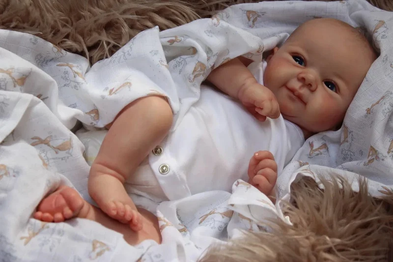 49 cm Reborn Babypuppen, süßes Gesicht, lebensecht, Real Touch, Reborn Juliette, 3D-Haut, mehrere Schichten mit handbemaltem Haar, Bebe-Puppe