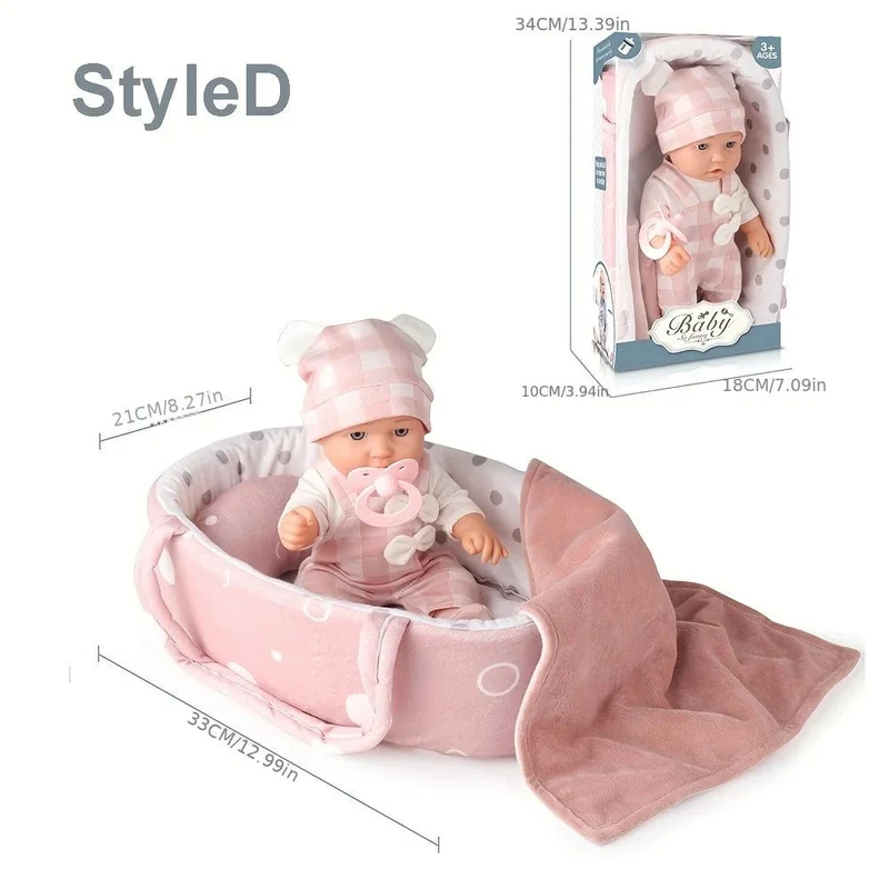 12''/30 cm Babypuppen-Spielset in Geschenkbox mit Zubehör, rosa Schnuller, Vinyl-Reborn-Puppenspielzeug, Weihnachtsgeschenk für Mädchen und Jungen