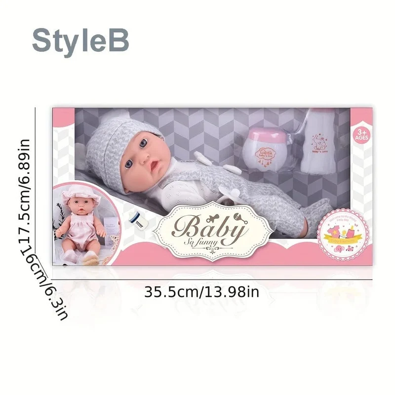 12''/30 cm Babypuppen-Spielset in Geschenkbox mit Zubehör, rosa Schnuller, Vinyl-Reborn-Puppenspielzeug, Weihnachtsgeschenk für Mädchen und Jungen