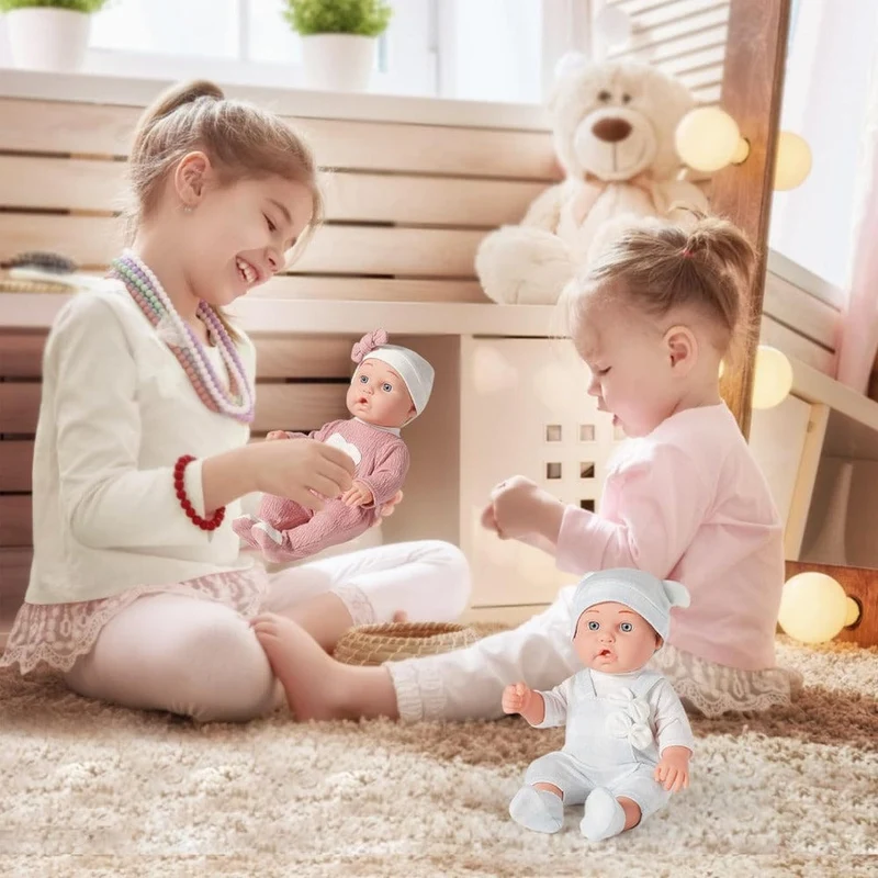 12''/30 cm Babypuppen-Spielset in Geschenkbox mit Zubehör, rosa Schnuller, Vinyl-Reborn-Puppenspielzeug, Weihnachtsgeschenk für Mädchen und Jungen