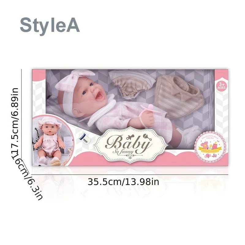 12''/30 cm Babypuppen-Spielset in Geschenkbox mit Zubehör, rosa Schnuller, Vinyl-Reborn-Puppenspielzeug, Weihnachtsgeschenk für Mädchen und Jungen