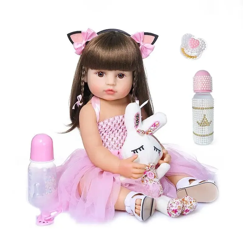 55 cm NPK bebe puppe reborn kleinkind mädchen rosa prinzessin baty spielzeug sehr weiche