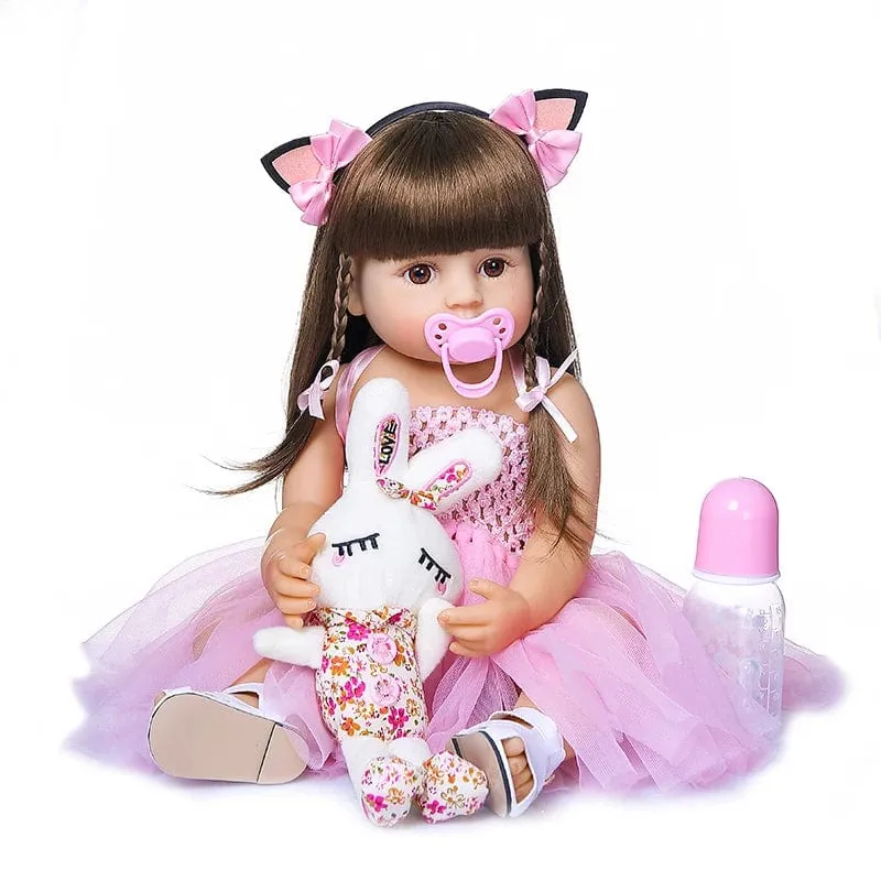 55 cm NPK bebe puppe reborn kleinkind mädchen rosa prinzessin baty spielzeug sehr weiche