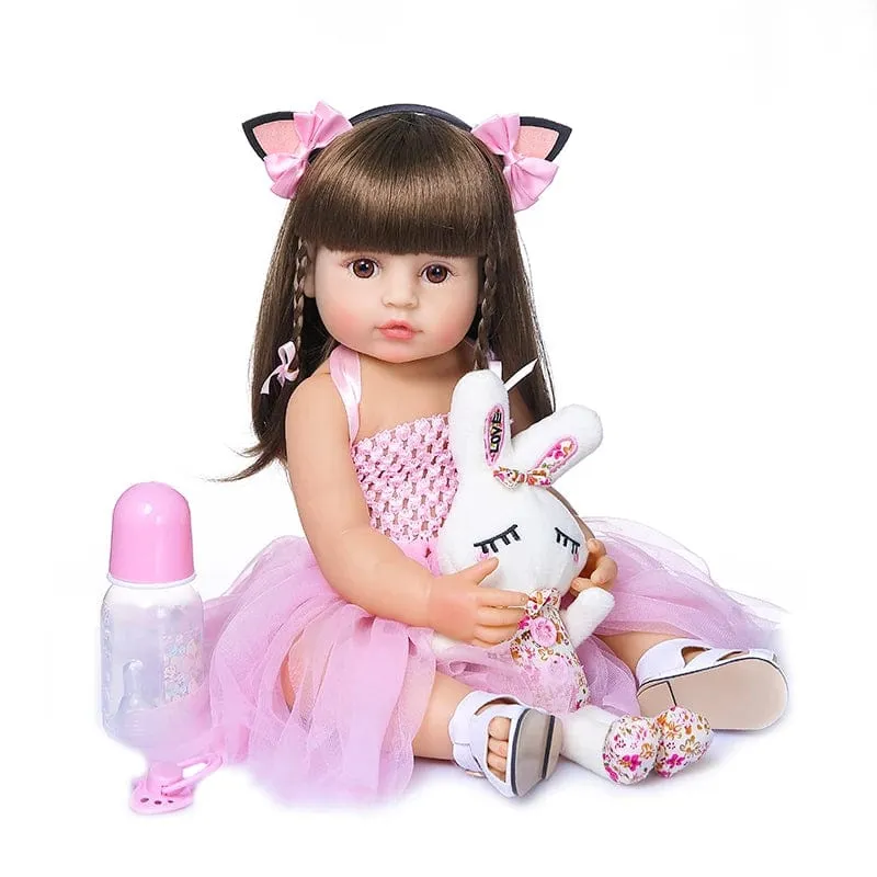 55 cm NPK bebe puppe reborn kleinkind mädchen rosa prinzessin baty spielzeug sehr weiche