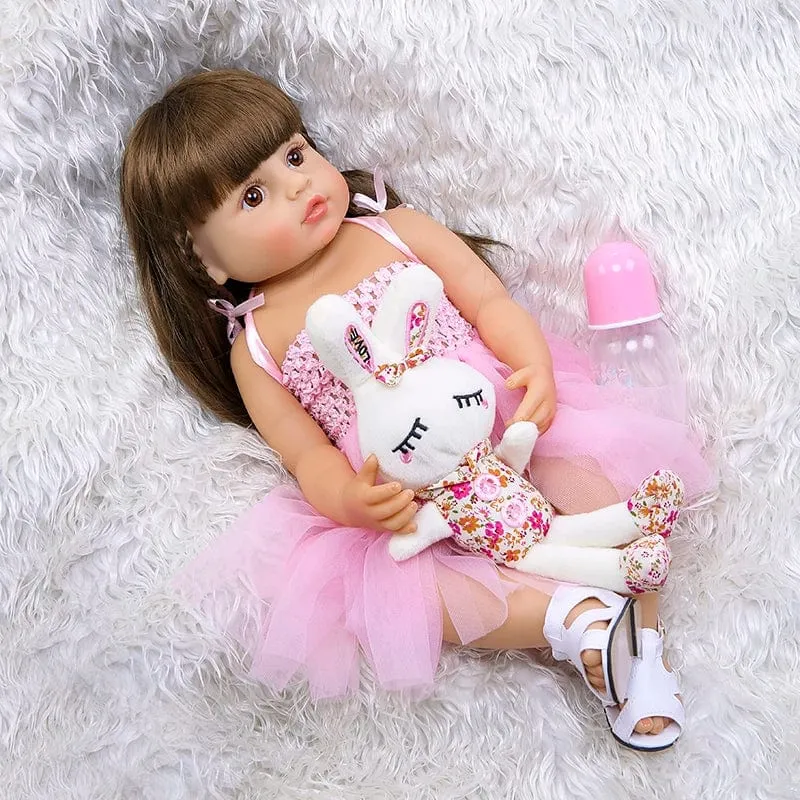 55 cm NPK bebe puppe reborn kleinkind mädchen rosa prinzessin baty spielzeug sehr weiche