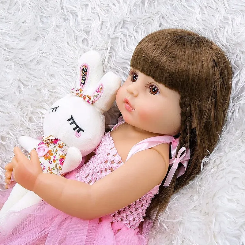 55 cm NPK bebe puppe reborn kleinkind mädchen rosa prinzessin baty spielzeug sehr weiche