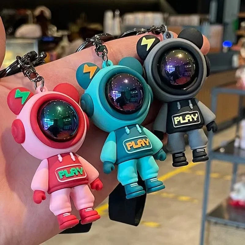 Niedliche Astronautenbär-Figur Schlüsselanhänger Blitzbär Kaninchenpaar Schlüsselanhänger Auto Schlüsselanhänger Schlüsselanhänger Tasche Anhänger Accessoris Geschenk