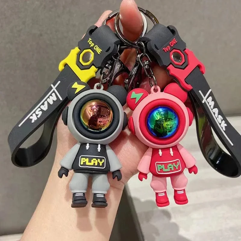 Niedliche Astronautenbär-Figur Schlüsselanhänger Blitzbär Kaninchenpaar Schlüsselanhänger Auto Schlüsselanhänger Schlüsselanhänger Tasche Anhänger Accessoris Geschenk