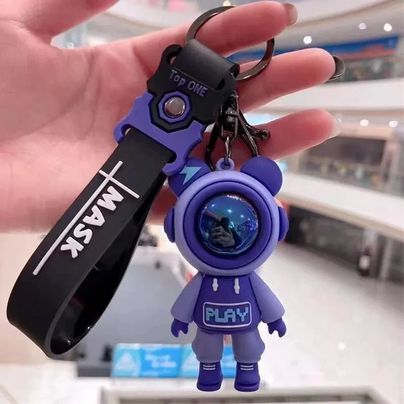 Niedliche Astronautenbär-Figur Schlüsselanhänger Blitzbär Kaninchenpaar Schlüsselanhänger Auto Schlüsselanhänger Schlüsselanhänger Tasche Anhänger Accessoris Geschenk