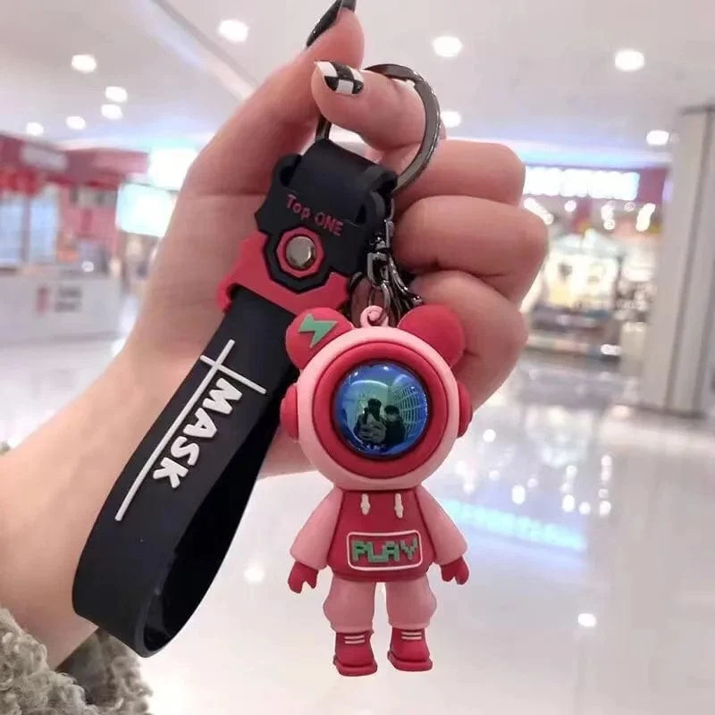 Niedliche Astronautenbär-Figur Schlüsselanhänger Blitzbär Kaninchenpaar Schlüsselanhänger Auto Schlüsselanhänger Schlüsselanhänger Tasche Anhänger Accessoris Geschenk