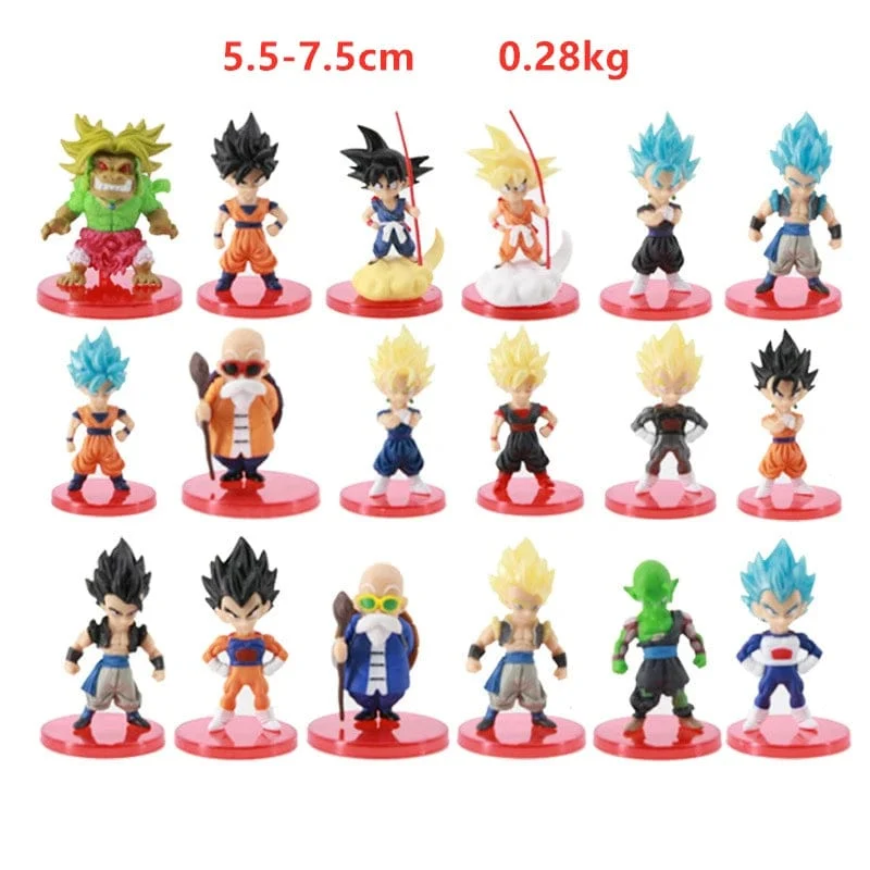 78 Teile/los Dragon Ball Mini Figur Großhandel 18 + 18 + 21 + 21 6-8cm Figuren Mit basis Gacha Anime PVC Puppen Spielzeug