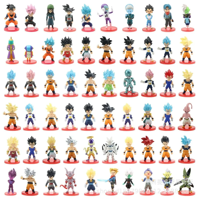 78 Teile/los Dragon Ball Mini Figur Großhandel 18 + 18 + 21 + 21 6-8cm Figuren Mit basis Gacha Anime PVC Puppen Spielzeug